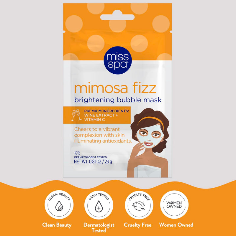MISS SPA Brightening Bubbling Mask, Face Mask Skin Care, Vitamin C, Rejuvenate & Boost Skin, Anti- Aging Hydrating Facial Sheet Mask, Glowing Skin, Skin Care For Women Dermatologist Tested, 4 Pack