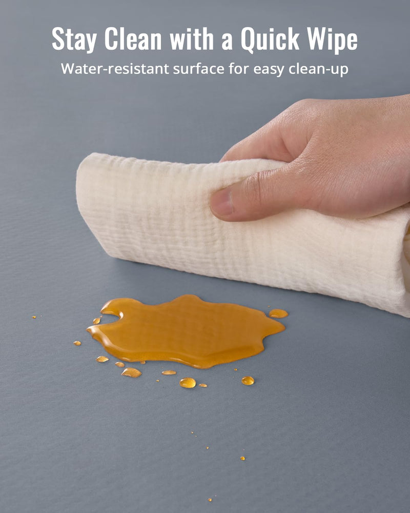 [Australia] - Blissful Diary Baby Splat Mat for Under High Chair, 50.4 x 50.4 Inch Wipeable Splash Mat, Waterproof and Washable, Anti-Slip Floor Protector, Gray 