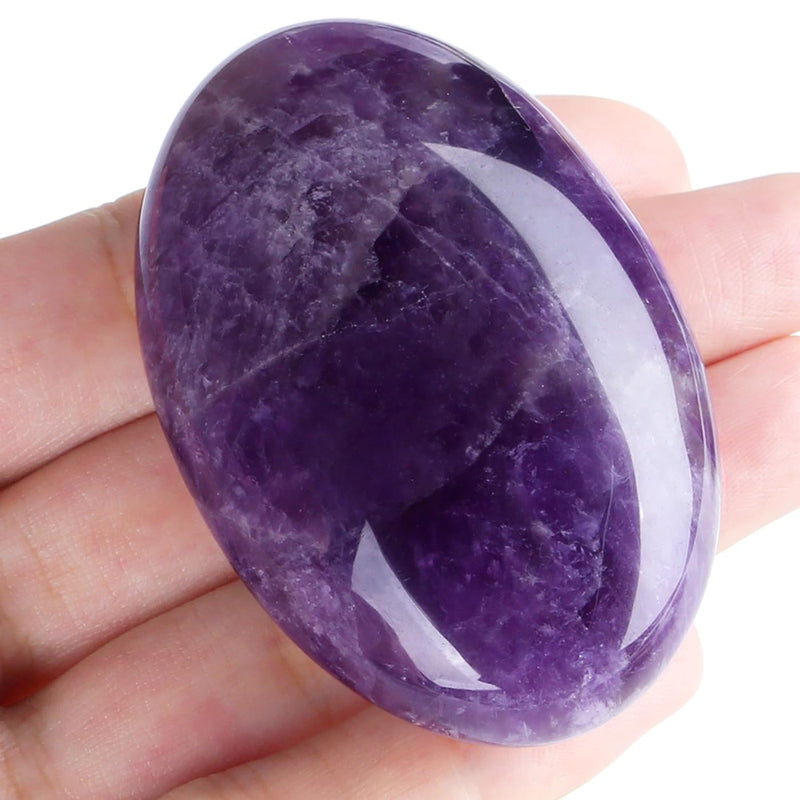 [Australia] - MAIBAOTA 2.4" Amethyst Crystal Healing Crystals Amethyst Stone 0.7" Thick Crystals and Healing Stones Natural Reiki Gemstone Worry Stone Energy Balancing Anxiety Stress Relief Meditation 1 Pc E-amethyst 