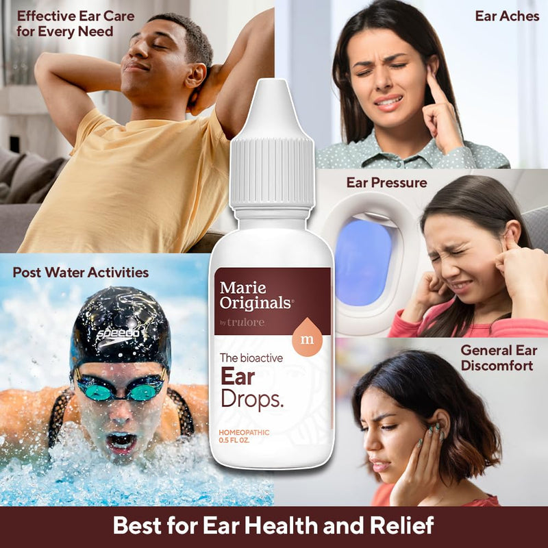 [Australia] - Marie Originals Ear Drops for Clogged Ears, Dry Itchy Ears & Ear Hygiene for Adults & Kids | Natural Plant-Based Ingredients Perfect for Summer use, Swimmers & Everyday Care | 0.5 FL Oz - 14mL 