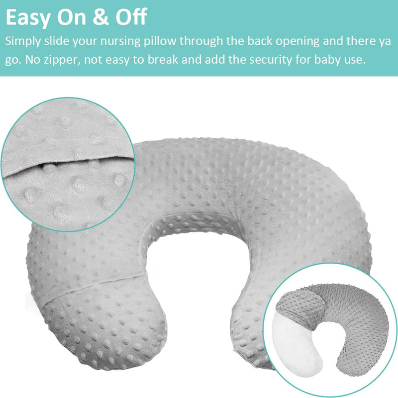 [Australia] - Minky Nursing Pillow Cover, Nursing Pillow Case Plush Breastfeeding Pillow Slipcover Fits Nursing Pillow, Ultra Soft Snug for Infant & Baby Boy Girl, Machine Washable & Breathable, 2 Pack-Grey & Navy 