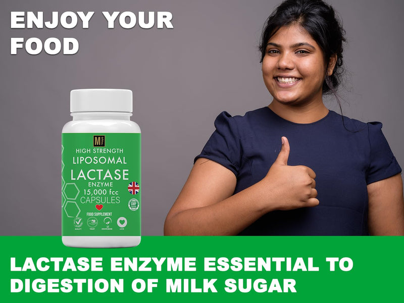 Liposomal Lactase Enzyme 15000FCC | 120 High Strength Lactase Capsules | Enzyme Tablets | Lactose Digestion | Digestive Enzyme Food Supplement