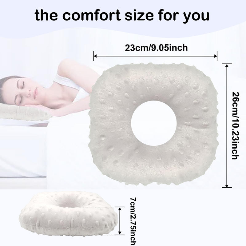 [Australia] - Ear Piercing Pillow, Side Sleeper Pillow with an Ear Hole, Ear Protector Pillow for Ear Pain CNH Piercing Pain Relief Sleeping Pressure Sores, Minky Dot (Gray) 