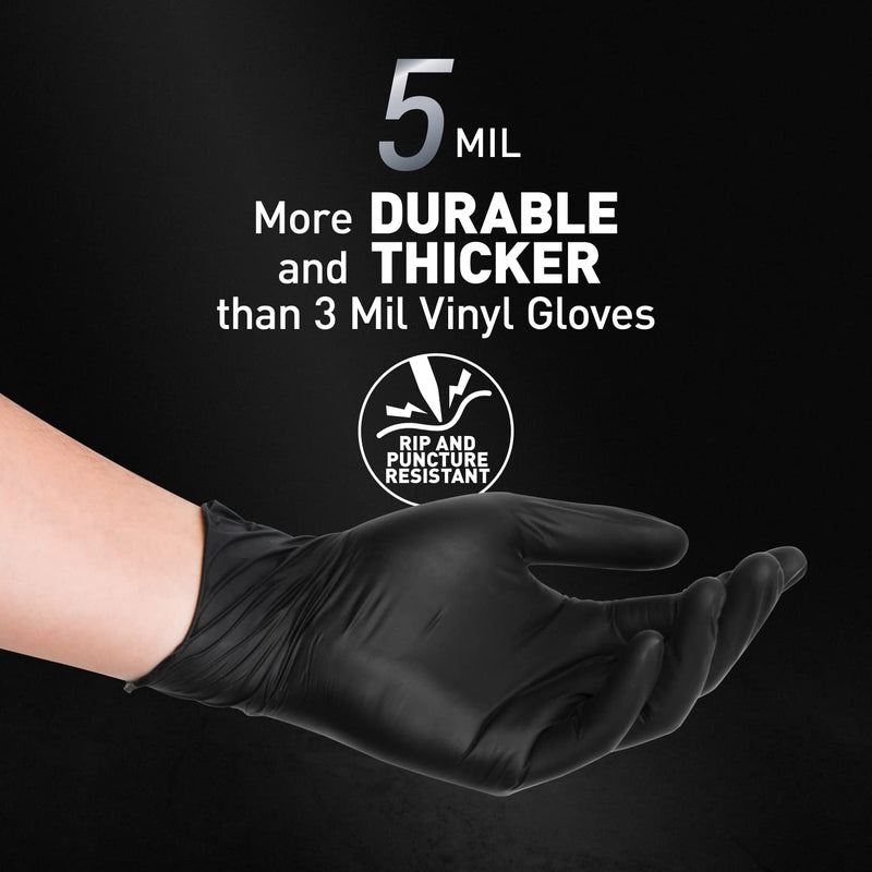 [Australia] - Black/Pink Vinyl Disposable Gloves Latex Free, Food Grade, 5 mil, Cooking, Cleaning, Hair Dye, 50/100/200/1000 Count Large (Pack of 50) Black 
