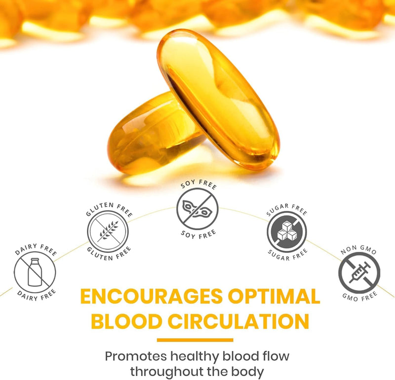 Omega 3 Fish Oil 1000mg, 30 Softgels (1 Month Supply), Double Strength 180mg EPA and 120mg DHA, Supports Eye, Heart & Brain Health for Men & Women - UK Made