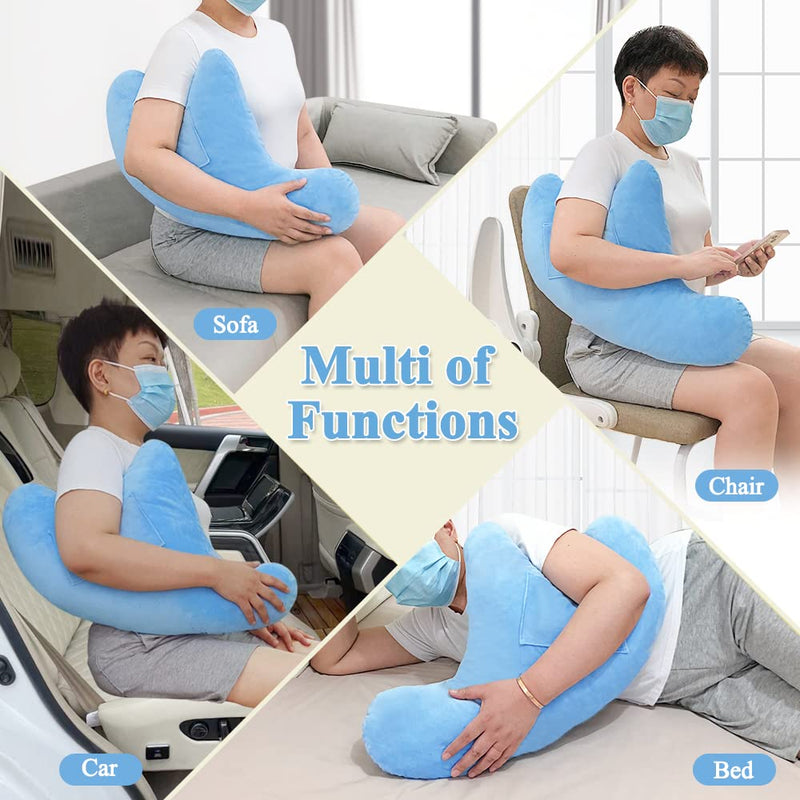 [Australia] - Shoulder Surgery Pillow for Sleeping Rotator Cuff Neck and Shoulder Pain Relief Side Sleeper Pillow Bed Wedge for Arm Surgery Pillow Armpit Shoulder Abduction Wedge Surgery Recovery Supplies Blue 