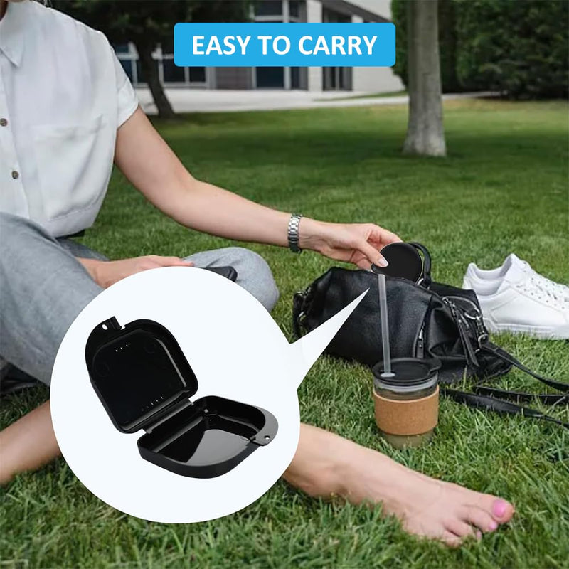 [Australia] - Braces box denture box, 2 pieces dentures holder black, braces box, tooth splint box, denture box, dentures container travel, dento box splint box, also for bite splint and grinding splint light blue and black 