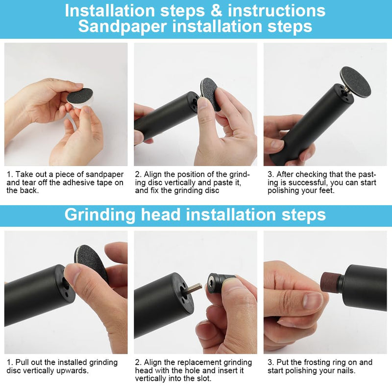 [Australia] - ACWOO Electric Callus Remover, Rechargeable Electric Foot Callus Remover Set with Interchangeable Foot Files, 9 Speeds, Foot Care Set for Cracked Heels, Calluses, Dead Skin (Black) Black 