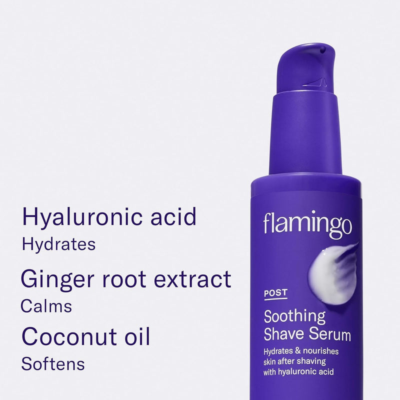 [Australia] - Flamingo 3-Step Shaving Set for Women - Smoothing Prep Scrub, Nourishing Shave Oil, and Soothing Post Shaving Serum - Glow Shave Collection Scrub, Shave Oil and Serum Kit 