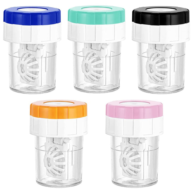 [Australia] - CUHZA Pack of 5 contact lens containers, contact lens cleaning machine, manual contact lens cleaner contact lens container, portable rotation manual contact lens cleaning container 