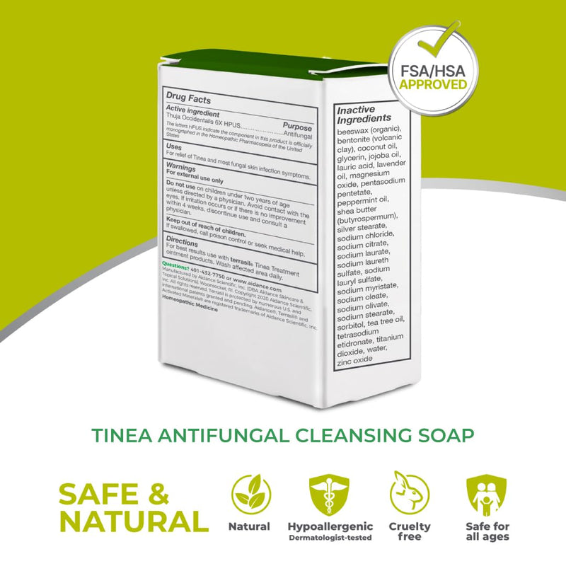 [Australia] - terrasil Tinea Soap for Tinea Versicolor Relief, Soothing Care & Relief of Itchy, Irritated Skin, Dermatologist Tested, Hypoallergenic Approved - Natural Tinea Antifungal Soap Bar (75g) 75g (Pack of 1) 