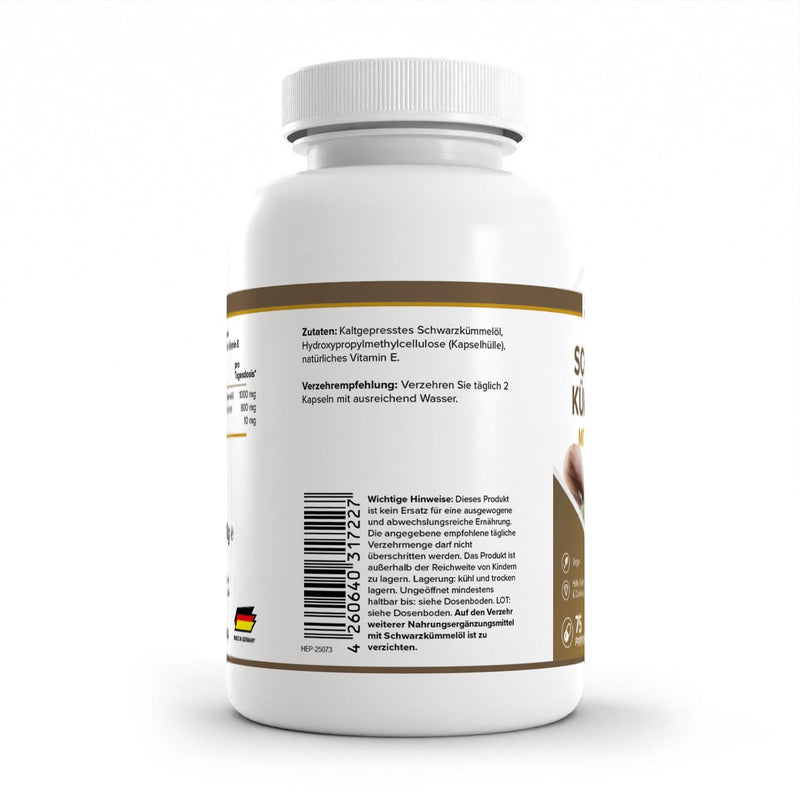 [Australia] - Health+ Black Cumin Oil - 150 Capsules with Vitamin E - Made in Germany 