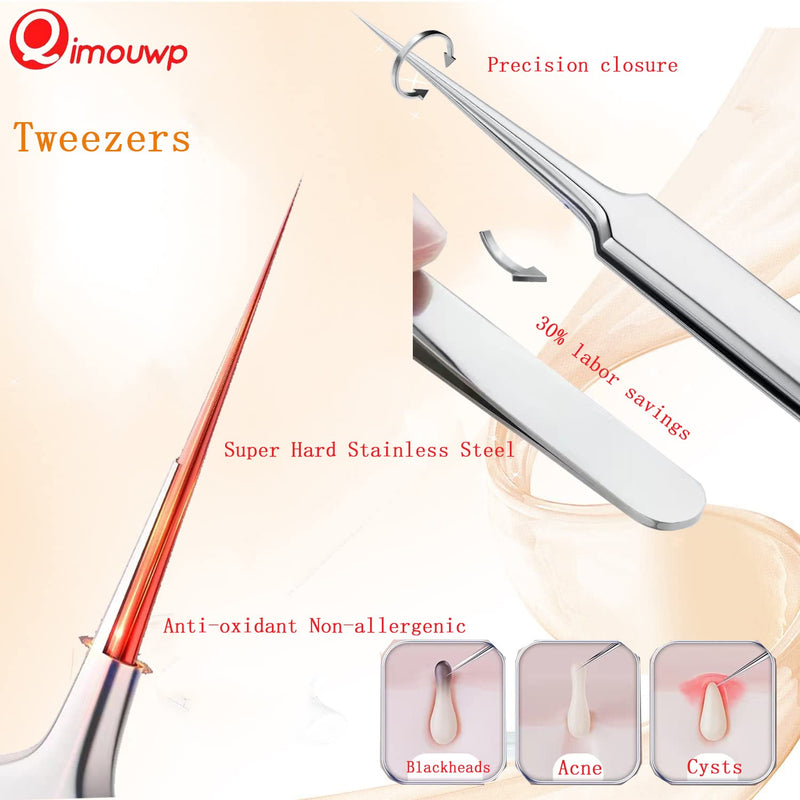 Pimple Popper Tool Kit, Blackhead Remover Tools, 16 PCS Professional Stainless Tweezers Acne Comedone Extractor Pimple Needle Tool for Blemish Whitehead Ingrown Hair Cyst Removal Beauty Tools for Face