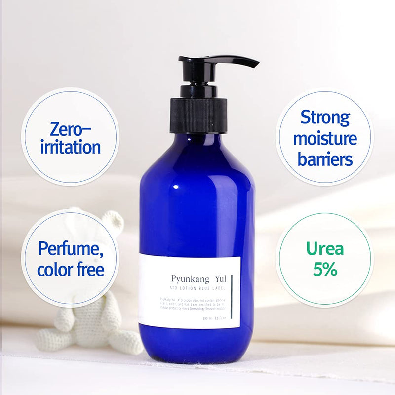 [Australia] - PYUNKANG YUL ATO Lotion Blue Label - Long lasting Deep Natural Moisturizing UREA Baby Lotion - Safe and Healthy Ingredients Zero Irritation Baby Lotion for Slightly Dry and Sensitive Skin - 9.8 Fl. Oz 
