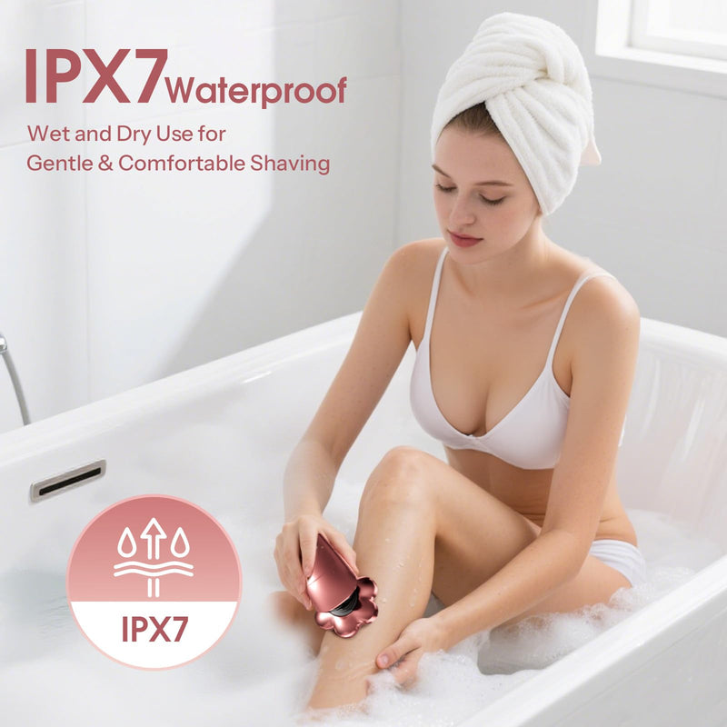 [Australia] - Electric Razors for Women Legs: 5-in-1 Rechargeable Body Shaver, 7D Wet & Dry Bikini Trimmer, IPX7 Waterproof Lady Hair Remover for Face Underarms Pubic, Rose Pink 