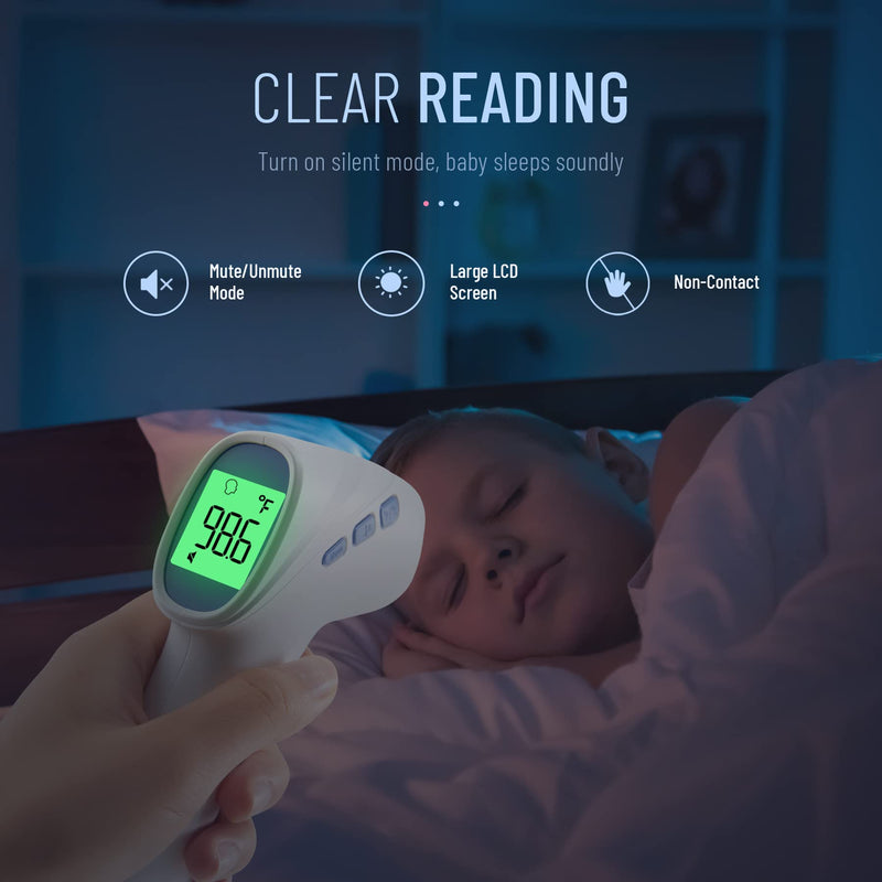 [Australia] - No-Touch Thermometer for Adults and Kids, Digital Thermometer with Fever Alarm, Fast Accurate Results, Easy for All Ages, Basal Thermometer White 