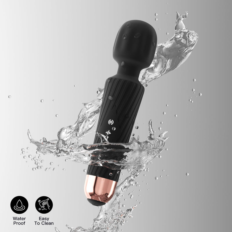 [Australia] - Massage Wand Handheld Cordless Massager - 3 Hrs Runtime & Quiet Powerful Waterproof - Deep Tissue Massager for Ultimate Relaxation Tool - 20 Modes 8 Speeds, Memory Feature, Gift (Black) Black 