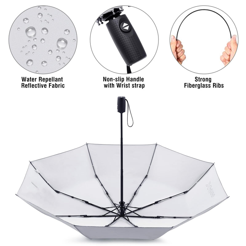 G4Free UPF 50+ UV Protection Windproof Sun Blocking Umbrella Large Compact Windproof Golf Umbrella for Rain Oversized Auto Open Close Folding Travel Golf Umbrella