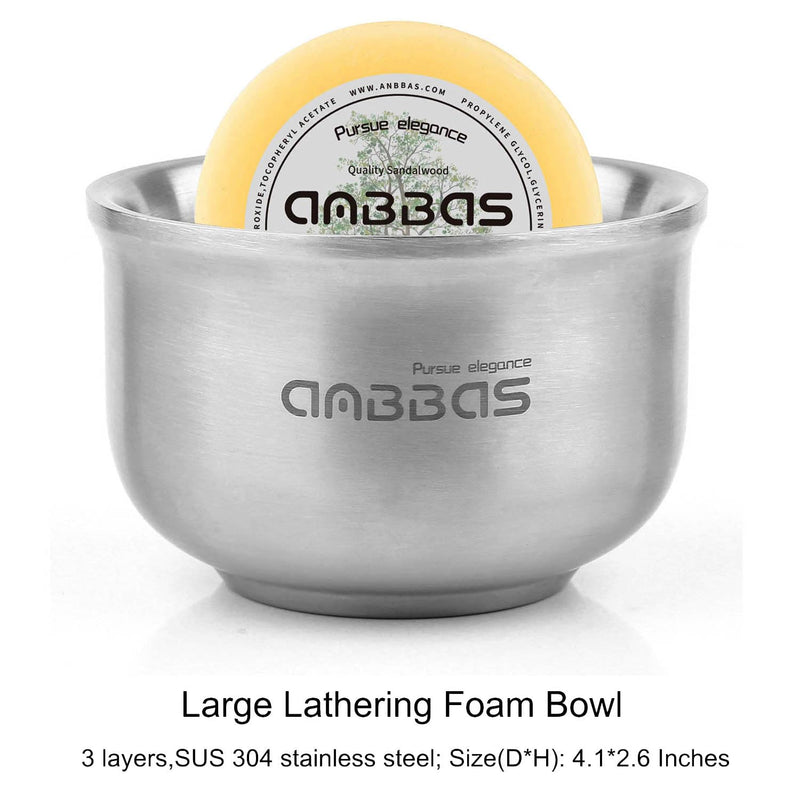 [Australia] - Anbbas Synthetic Badger Shaving Brush,Stainless Steel Shaving Razor and Brush Stand and Lathering Foam Bowl,3.5 oz Natural Shaving Soap Puck Refill for Men Nylon-Upgrade 