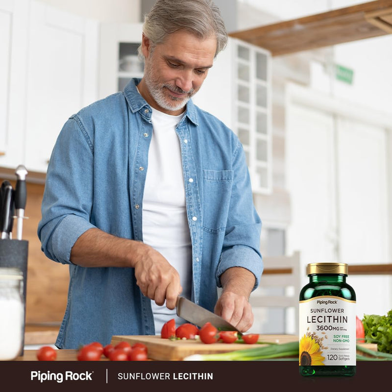 [Australia] - Piping Rock Sunflower Lecithin Softgel Capsules | 120 Count | Rich in Phosphatidylcholine | Soy Free, Non-GMO, Gluten Free 120 Count (Pack of 1) 