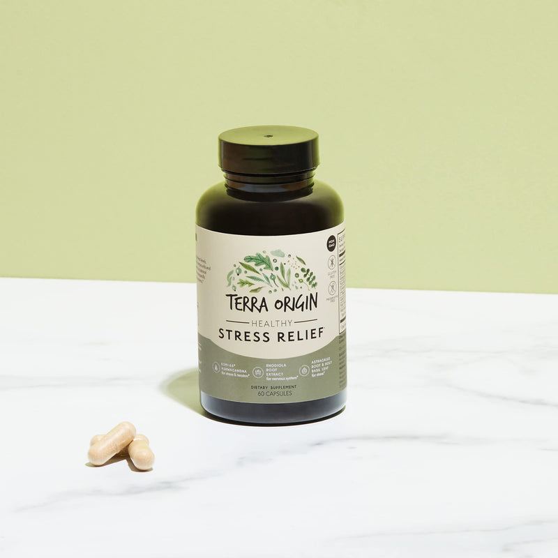 [Australia] - TERRA ORIGIN Healthy Stress Relief Capsules | 60 Capsules | Rhodiola Extract, Astragalus Root, Holy Basil and KSM-66 Organic Ashwagandha 