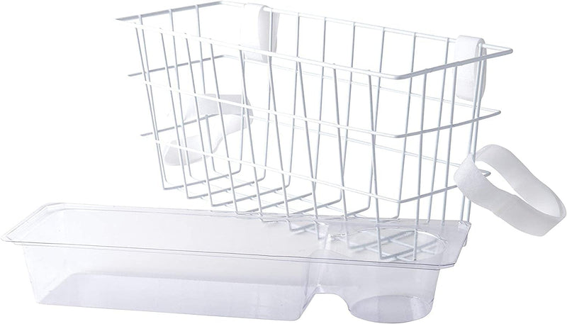 [Australia] - HealthSmart Walker Storage Basket with Cup Holder and Insert Tray, No Tools Needed, White, 16 x 5.5 x 7, Walker Accessories Walker Basket Only (Pack of 1) 