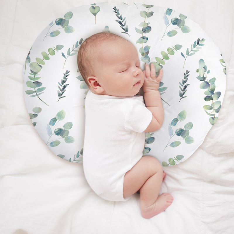 [Australia] - Little Grape Land Nursing Pillow Covers for Baby Girl, Soft Removable Covers Breathable for Breastfeeding Pillows, 2 Pack Nursing Pillow Cases Fit Standard Nursing Pillows, Leaves & Flower Spring Flower & Green Leaves 