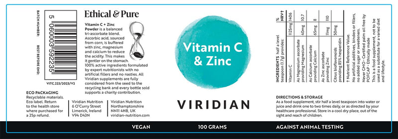 Viridian - Vitamin C & Zinc Powder 100g