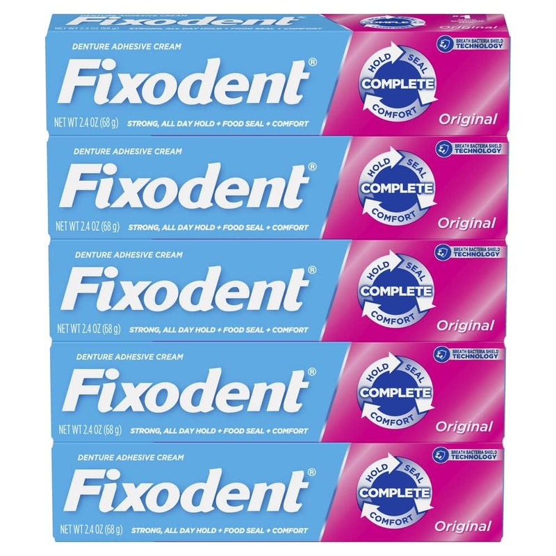 [Australia] - Fixodent Original Secure Denture Adhesive Cream for Full and Partial Denture Wearers, 2.4oz (Pack of 5) 