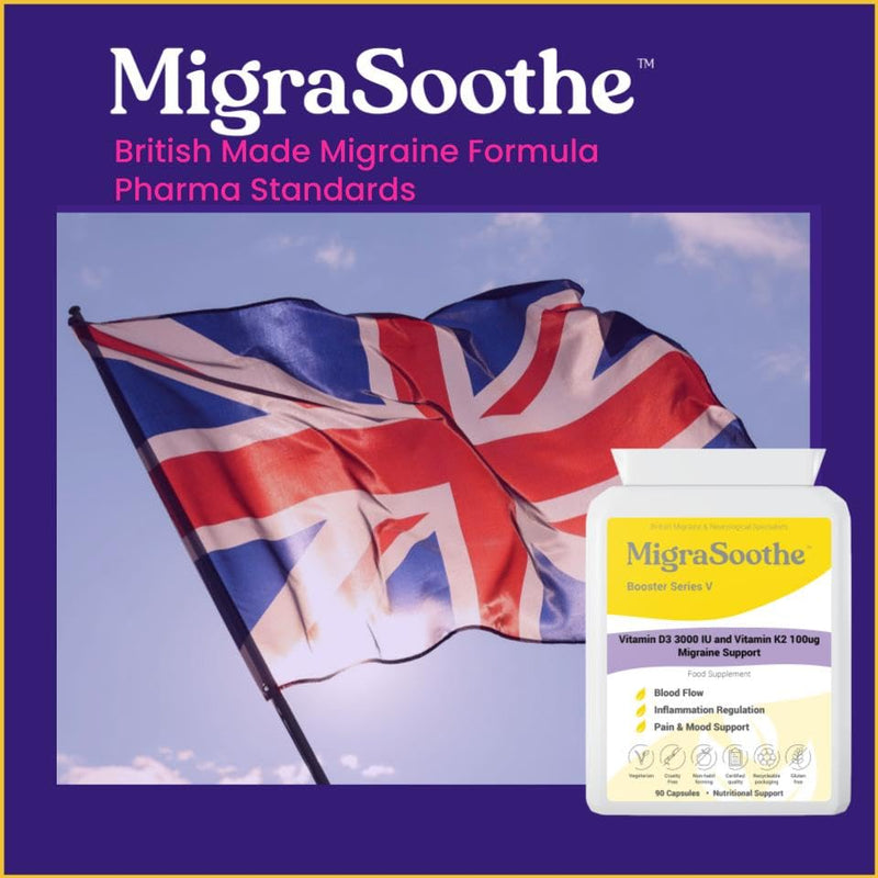 Booster Vitamin D3 Vitamin K2 MK7 Complex for migraine Relief 2-3 Months Supply (90) 90