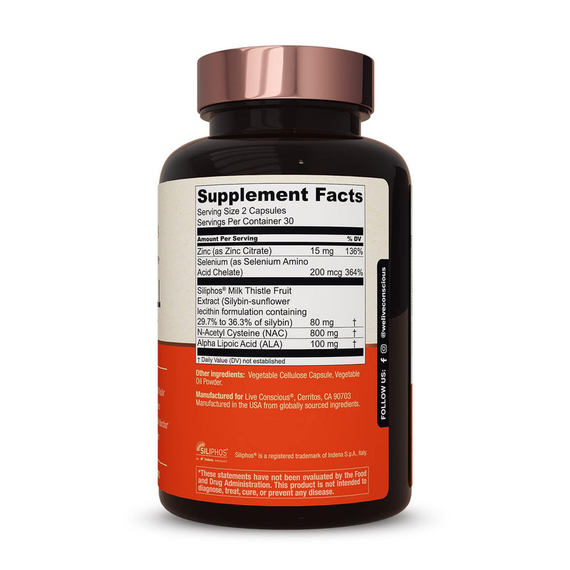 [Australia] - LiverWell Liver Cleanse, Rejuvenation, Metabolic Support - Liver Supplement for Liver Health w/Highly Bioavailable Milk Thistle Extract, N-Acetyl Cysteine, Alpha Lipoic Acid, Zinc, Selenium - 60 Caps 60 Count (Pack of 1) 