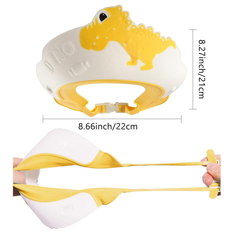 [Australia] - FUNUPUP 2 Pack Baby Shower Cap for Kids, Adjustable Toddler Hair Washing Bathing Cap Shield Baby Shower Visor Shampoo Cap Protect Baby Eyes (Dinosaur) Yellow and Blue Dinosaur 