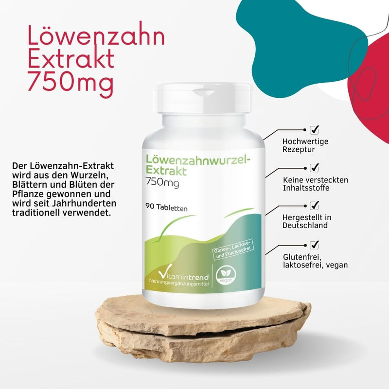 [Australia] - Dandelion extract 750mg - 90 tablets! 3 MONTH SUPPLY! - vegan - highly dosed - 10-fold concentrated | Vitamintrend® 