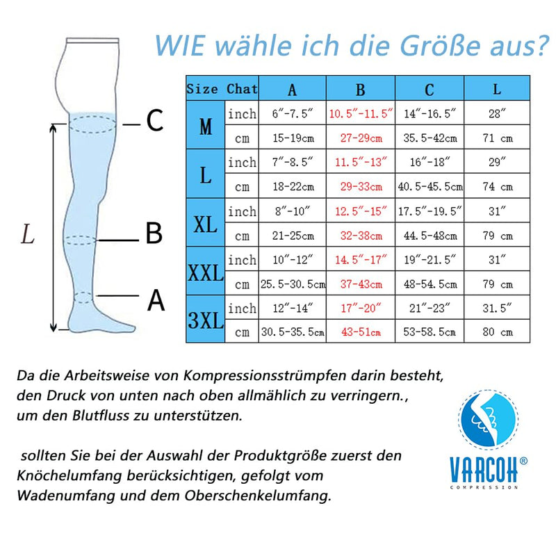 [Australia] - VARCOH compression stockings for women, compression stockings for men, support stockings for women suitable for pregnancy and varicose veins (beige, L) L beige 