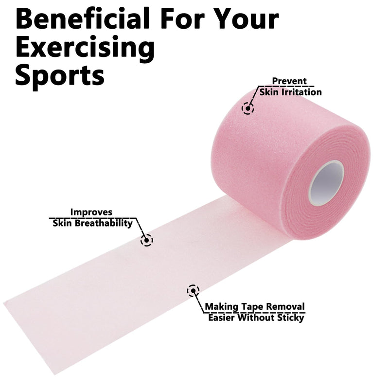 Pre Wrap Tape,TTZEZE Athletic Foam Underwrap,Soft Prewrap Headbands,Smooth Sports Wrap Roll,Pre Wrap Bandage Sport Tape for Ankles Wrists Hands Elbows 2.76 Inch x 30 Yards Light Pink 4-Rolls