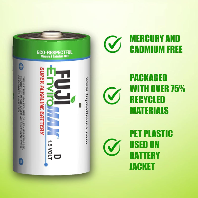 [Australia] - Fuji Enviromax 4100BP2 EnviroMax D Super Alkaline Batteries, 2 pk, White, 2 CT 2 Count (Pack of 1) 