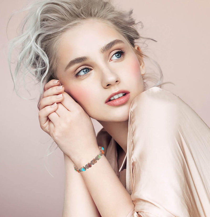 [Australia] - Copper Bracelet for Women, Magnetic Copper Bracelets, Magnetic Turquoise Copper Bracelets with Adjust Tool Heart Shape 