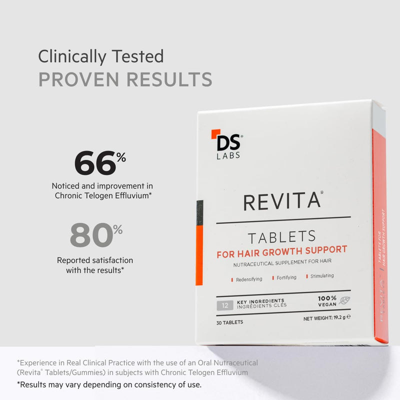 DS Labs Revita Hair Density Support Tablets for Thinning Hair, 30 Tablets | Formulated with biotin, zinc, iron, vitamin D, magnesium & melatonin to support daily hair wellness. Revita Tablets 1 Month Supply