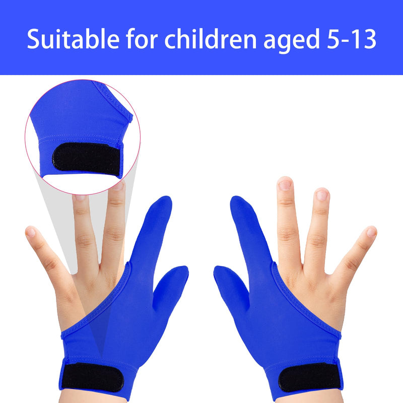 [Australia] - 4Pcs Thumb Sucking Guard Gloves Kids Chewy Compression Gloves Kids Stop Thumb Sucking and Finger Biting for Ages 5-13 Blue+Black 