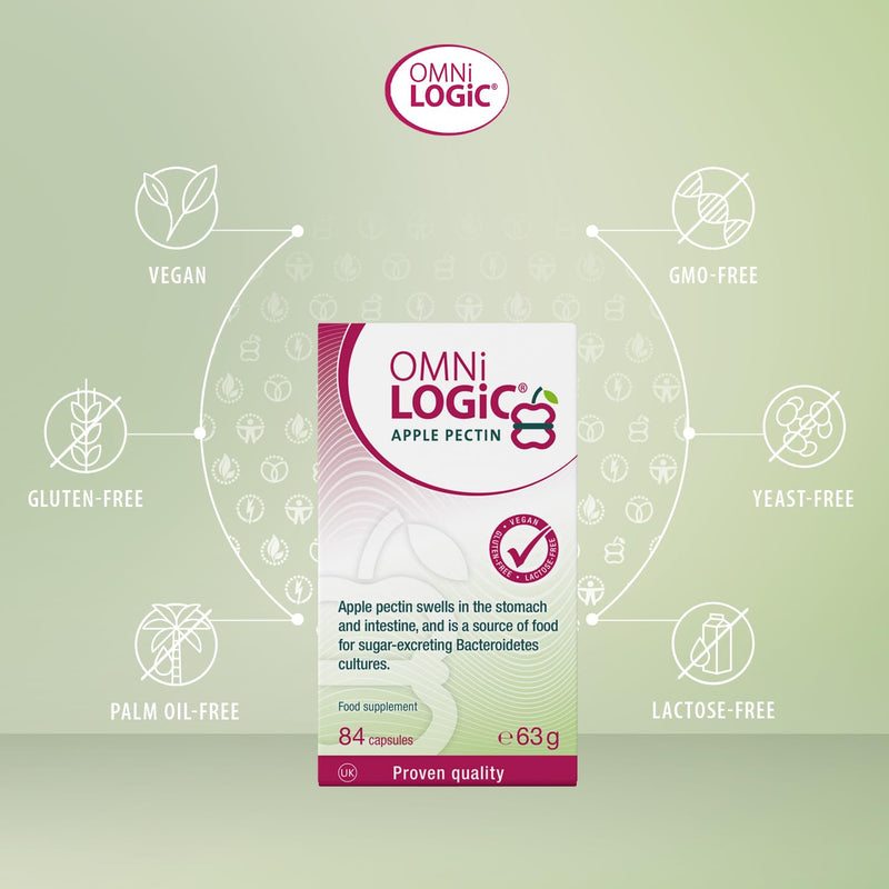 OMNi LOGiC Apple Pectin | Dietary Fibre | Prebiotic to Support a Balanced Intestinal Flora | Natural Apple Pectin: Swells in The Stomach and Intestine | Vegan | Gluten-Free | 84 Capsules Unflavoured 84 count (Pack of 1)