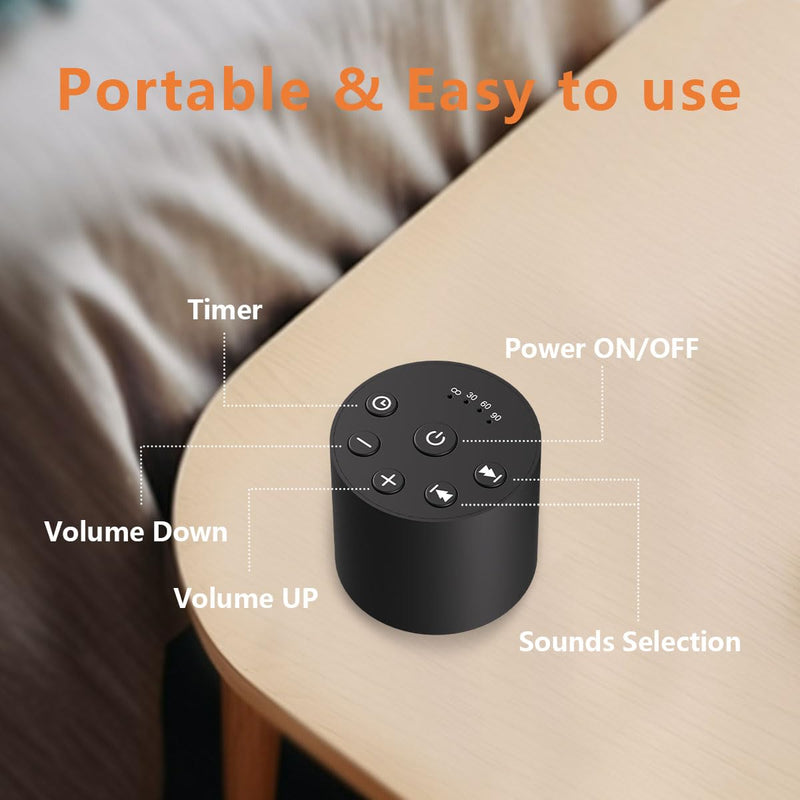 [Australia] - Color Noise Sleep White Noise Portable Sound Machines with 30 Soothing Sounds 32 Levels Volume Compact 4 Timer Options Auto-Off and Memory Function for Travel Home Everyone Black 
