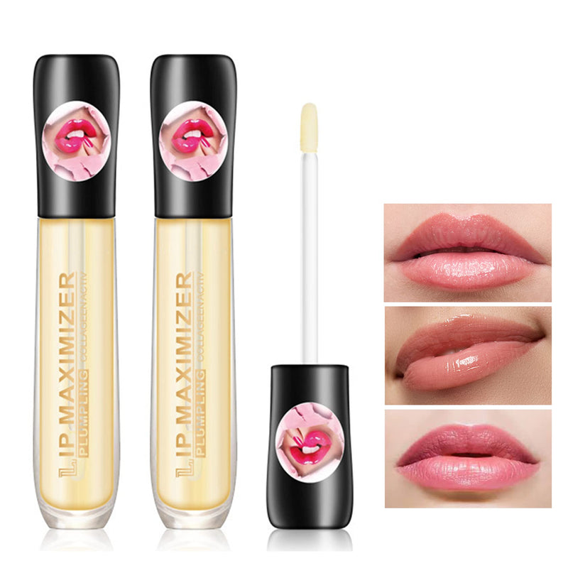 Fusang 2 Pcs Lip Plumper Lip Gloss,Lip Maximizer Balm Plumper Lip Plumping Serum,Heathly Lip Moisturizer Enhancer Hydrated Lips,Reduces Improves Dry Lip Lines Lip Plumping Gloss Lip Extreme Volume 2P