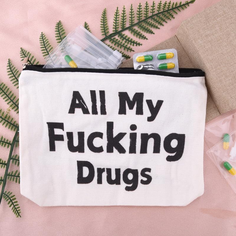 ShiQiao Spl Funny Medicine Storage Pouch Bag for Vitamins Medications Organiser Bag with Transparent 7-Day Pill Organiser Bags for Mom Dad Medications Organiser Bags Pouches Meds Pill Makeup Pouch All Bag