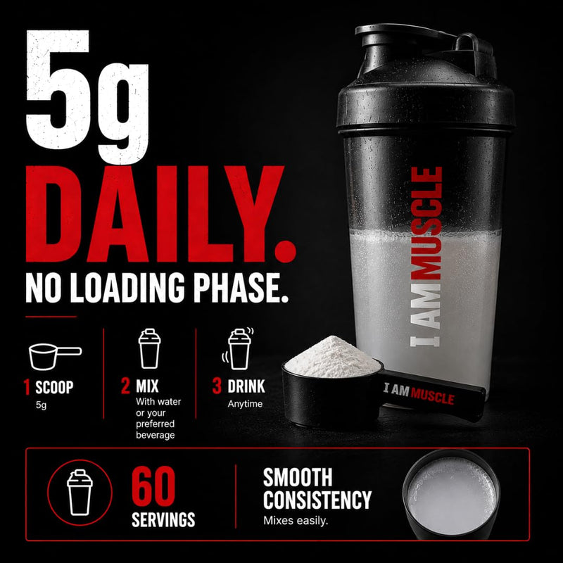 Creatine Monohydrate Powder 300g | 100% Pure Creatine Monohydrate | Unflavoured | 60 Servings | 5000mg Per Serving | Supports High-Intensity Exercise Performance | Vegan