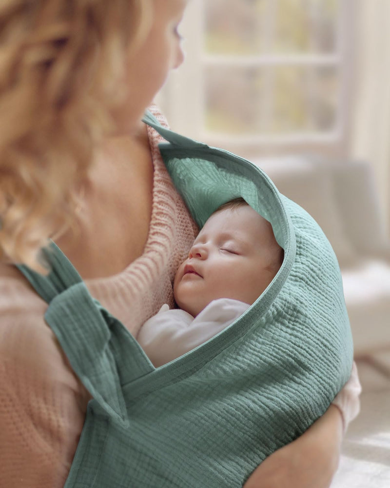 [Australia] - Blissful Diary Muslin Nursing Cover for Breastfeeding, Breathable Breastfeeding Cover up with Arch Neckline for Women, Nursing Apron (Roman Green) Roman Green 