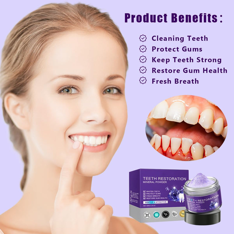 [Australia] - Teeth Restoration Mineral Powder, Mineral Tooth Powder, Tooth Restoration, Whitening Natural Teeth Restoration Powder, Effective in Strengthening Teeth and Gums, Protect Gums and Freshen Breath(2PCS) 1 Ounce (Pack of 2) 