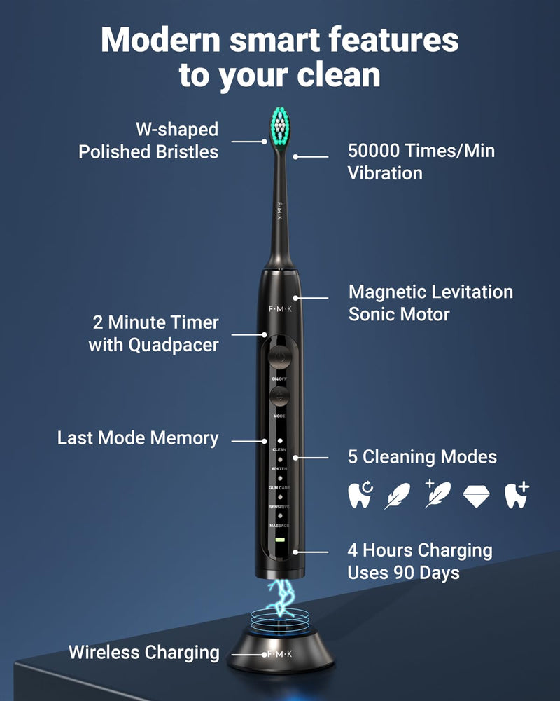 [Australia] - Water Flosser & Electric Toothbrush for Adults Oral Irrigator & Sonic Toothbrush 2-1 Oral Clean Kit (Black) Black 