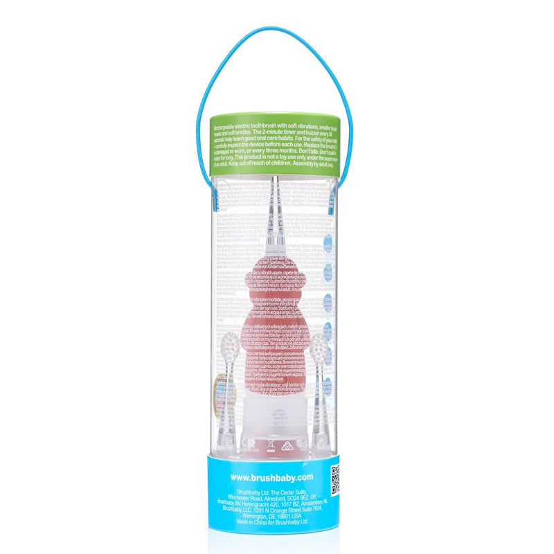 [Australia] - brush-baby WildOnes™ Rechargeable Kids Electric Toothbrush – Monkey | Flashing Lights, 2-Min Timer, Waterproof, 3 Brush Heads | Toddler & Child Toothbrush Ages 0-10 | Soft Bristles 
