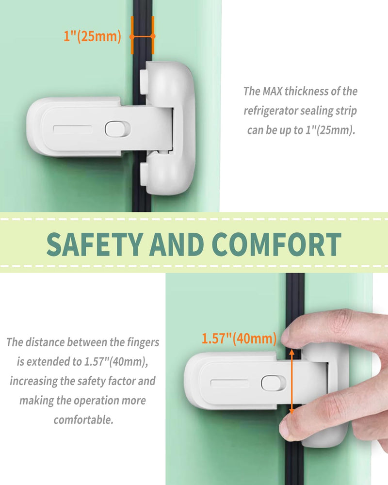 [Australia] - 2 Pack Updated Baby Safety Proof Fridge Latch Lock to Keep Door Closed,Childproof Refrigerator/Fridge/Freezer Door Lock for Toddlers and Kids,no Tools Need or Drill(White) White-2pcs 