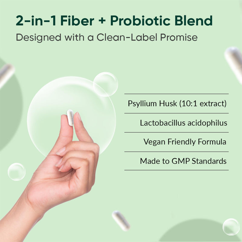 Ambrosial Psyllium Husk 4000 mg with Probiotics – 2-in-1 Plant-Based Fiber & Probiotic Complex – Natural Daily Fiber Source with Lactobacillus Acidophilus – 120 Vegan Capsules – Non-GMO, Gluten-Free